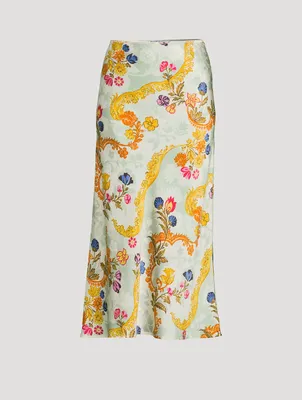 Layla Silk Midi Skirt Floral Print