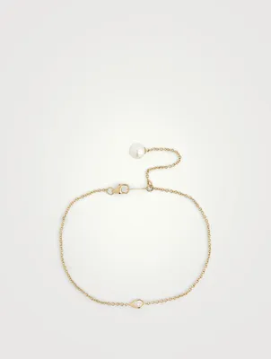 14K Gold Bracelet With Pearl And Diamond