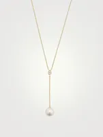 14K Gold Y-Chain Necklace With Pearl And Diamond