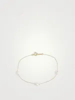 14K Gold Chain Bracelet With Pearls