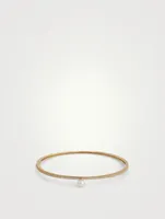 14K Gold Cuff Bracelet With Diamonds And Pearl