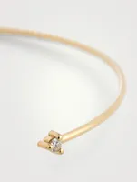 14K Gold Cuff Bracelet With Pearl And Diamond