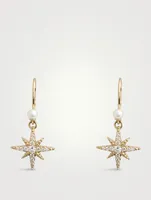 14K Gold Starburst Earrings With Diamonds And Pearls