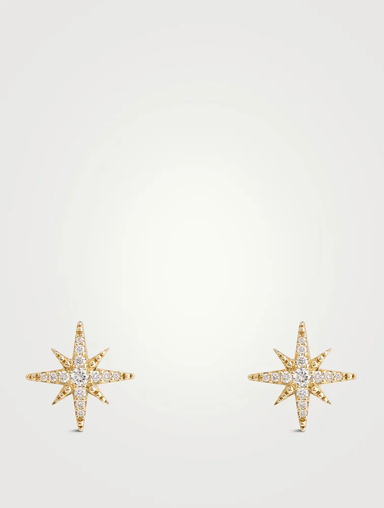 14K Gold Starburst Earrings With Diamonds