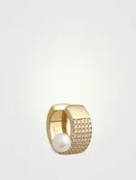 14K Gold Five-Row Cuff With Diamonds And Pearl