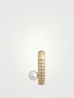 14K Gold Two-Row Cuff With Diamonds And Pearl