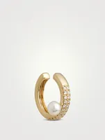 14K Gold Two-Row Cuff With Diamonds And Pearl