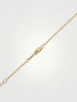 14K Gold Ball Chain Starburst Pendant Necklace With Pearl And Diamonds