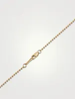 14K Gold Ball Chain Starburst Medallion Pendant Necklace With Pearl And Diamond