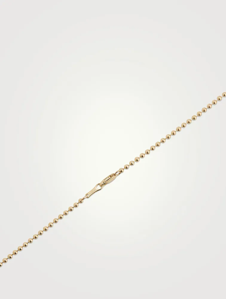 14K Gold Ball Chain Starburst Pendant Necklace With Diamonds