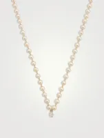 14K Gold Pearl Necklace With Diamond