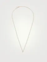 14K Gold Pearl Necklace With Diamond