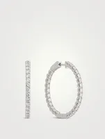 14K White Gold Diamond U-Shape Hoop Earrings