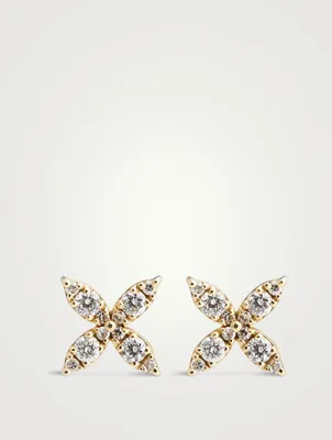 14K Gold Tiny Marquise Diamond Stud Earrings