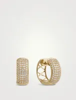 14K Gold Diamond Huggie Hoop Earrings