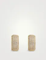 14K Gold Diamond Huggie Hoop Earrings