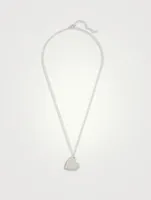 14K White Gold Mirror Heart Necklace With Diamonds