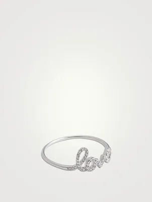 14K White Gold Love Ring With Diamonds