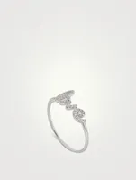 14K White Gold Love Ring With Diamonds