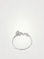 14K White Gold Love Ring With Diamonds
