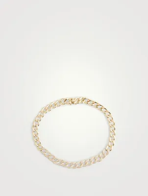 14K Gold Miami Cuban Bracelet With Diamonds