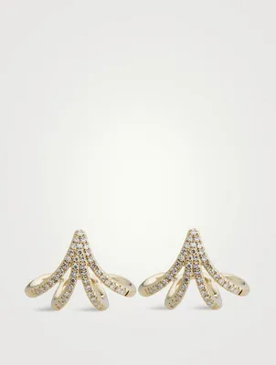 14K Gold Crawler Earrings With Diamonds