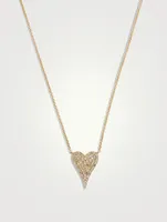 14K Gold Pointy Heart Necklace With Pavé Diamonds