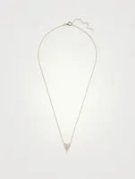 14K Gold Pointy Heart Necklace With Pavé Diamonds