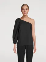 Skylar One-Shoulder Poplin Top