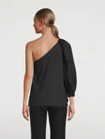 Skylar One-Shoulder Poplin Top