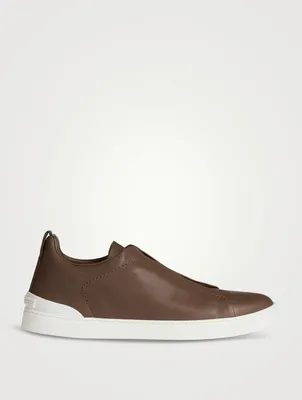 Triple Stitch Leather Sneakers