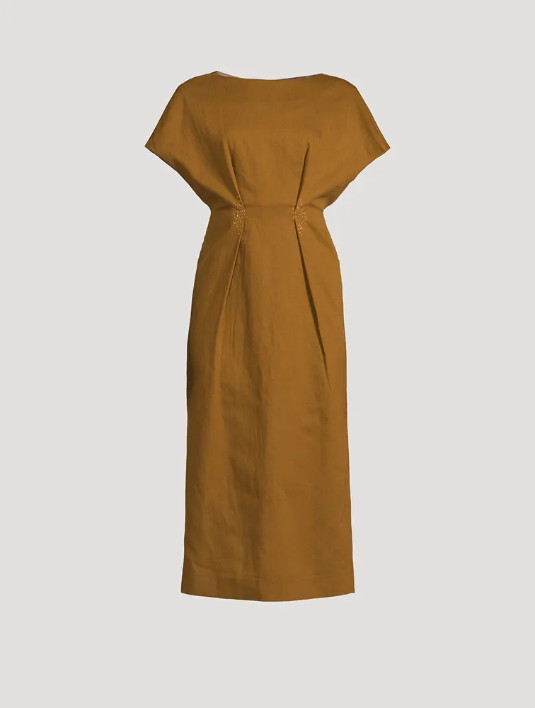 Dezos Pin-Tuck Midi Dress