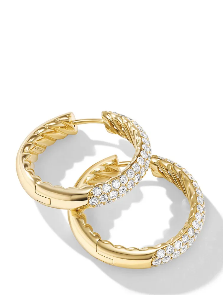 Dy Mercer™ Hoop Earrings In 18k Yellow Gold With Pavé Diamonds