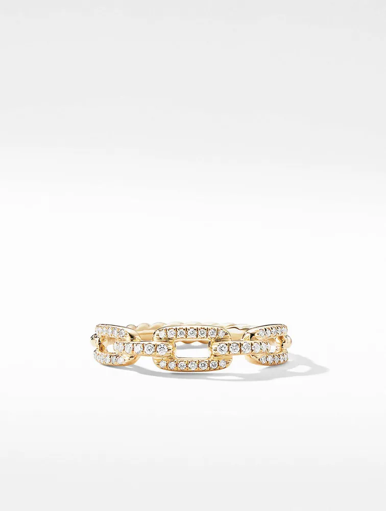 Stax Chain Link Ring 18k Gold With Pavé Diamonds