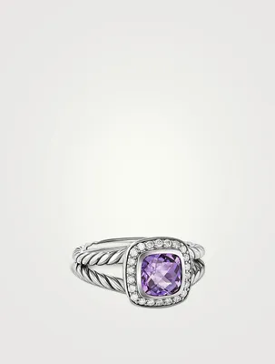 Petite Albion® Ring Sterling Silver With Amethyst And Pavé Diamonds