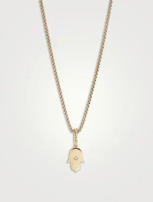 Hamsa Amulet In 18k Yellow Gold With Center Diamond