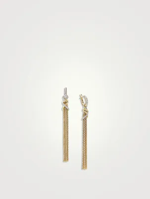 Helena Chain Tassel Earrings In 18k Yellow Gold With Pavé Diamonds