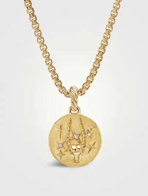 Capricorn Amulet In 18k Yellow Gold With Diamonds