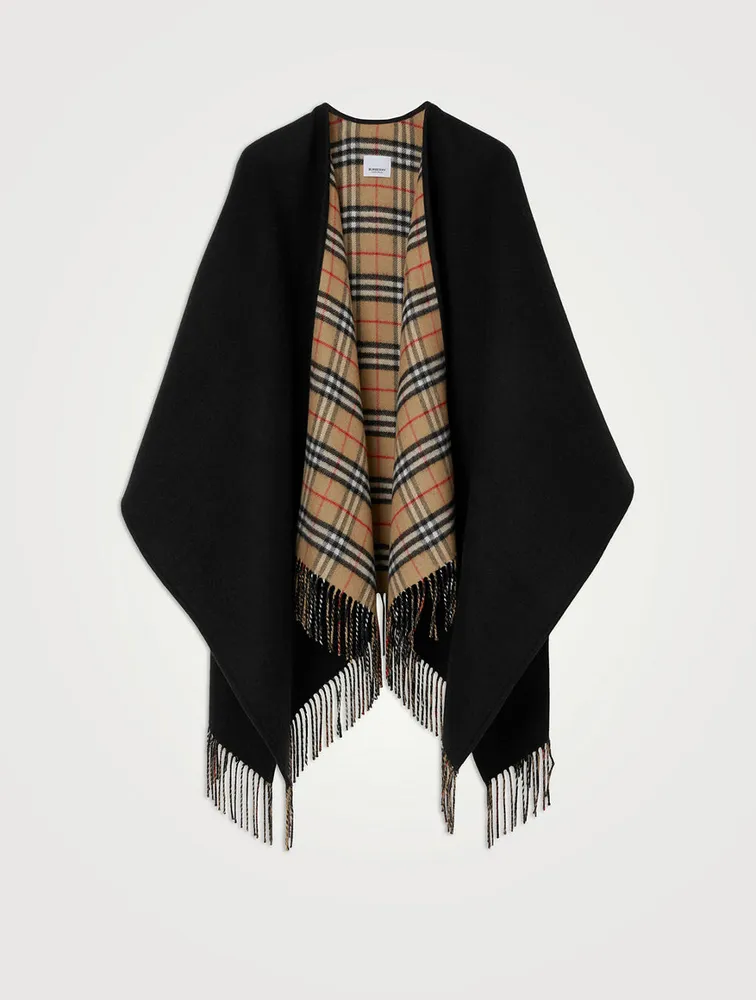 Check Wool Reversible Cape