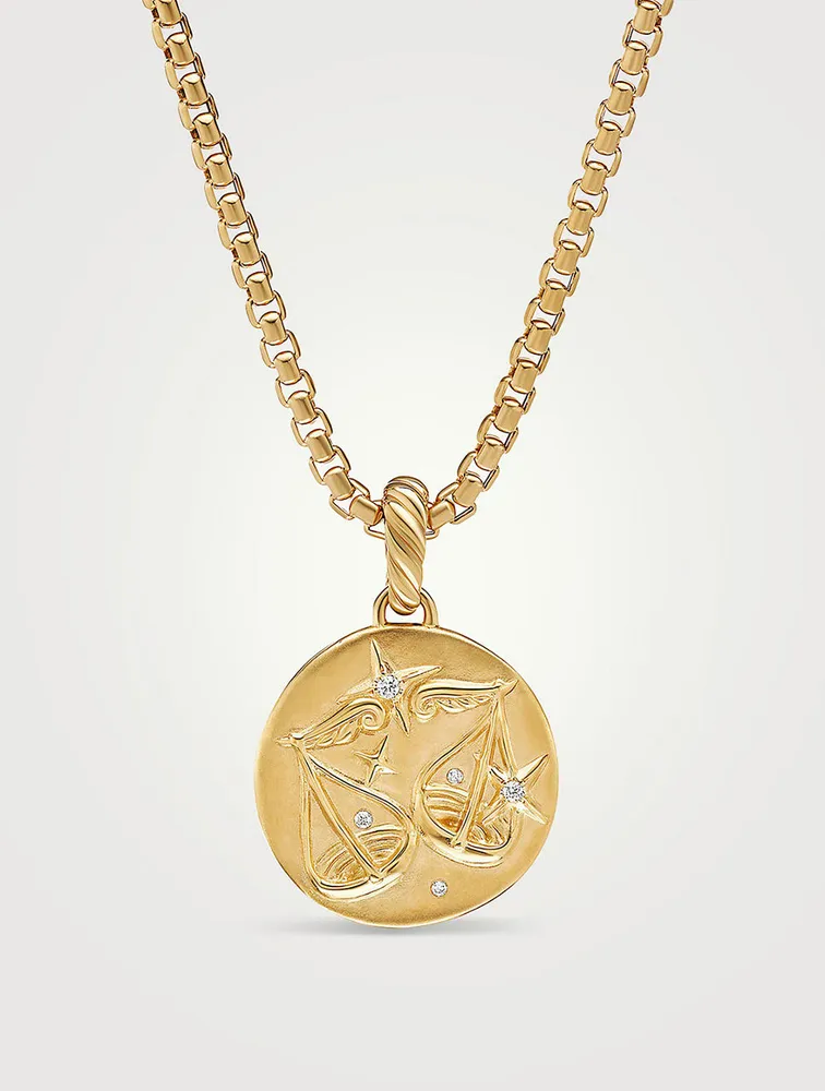 Libra Amulet In 18k Yellow Gold With Diamonds