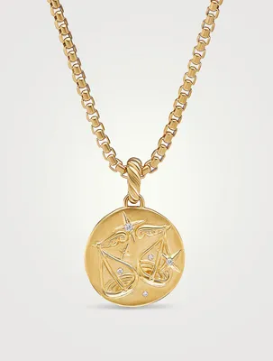 Libra Amulet In 18k Yellow Gold With Diamonds