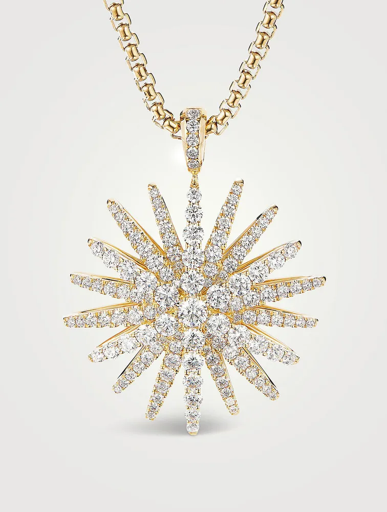 Starburst Pendant In 18k Yellow Gold With Full Pavé Diamonds