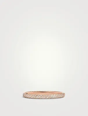 Sculpted Cable Bangle Bracelet 18k Rose Gold With Diamonds