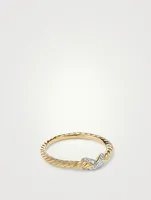 Petite X Ring 18k Yellow Gold With Pavé Diamonds