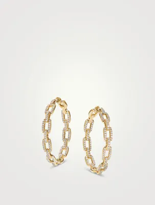 Stax Chain Link Hoop Earrings In 18k Yellow Gold With Pavé Diamonds