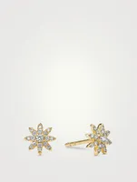 Petite Starburst Stud Earrings In 18k Yellow Gold With Full Pavé Diamonds