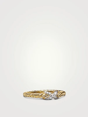 Petite X Ring 18k Yellow Gold With Diamonds, 2.2mm