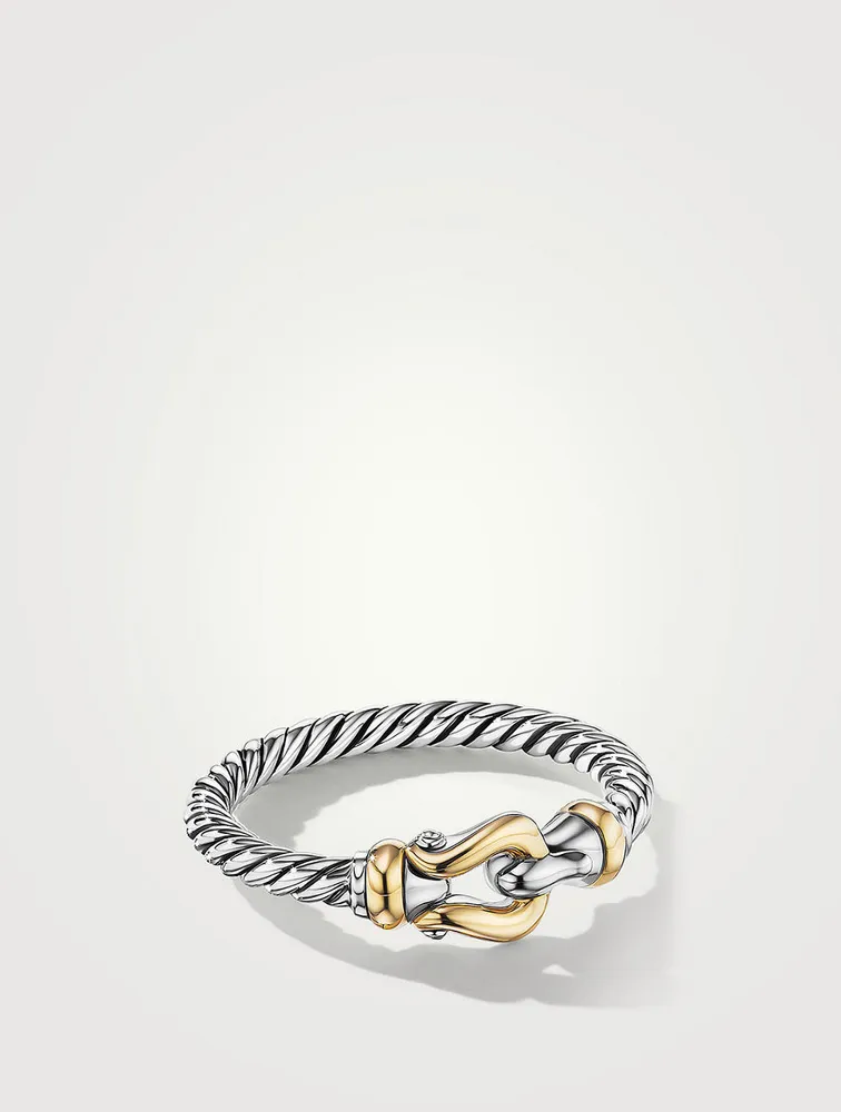 Petite Buckle Ring Sterling Silver With 18k Yellow Gold