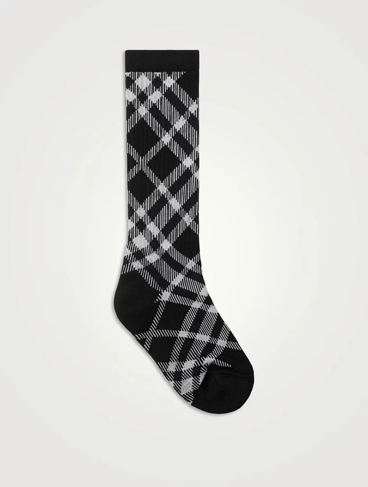 Check Cotton Blend Socks