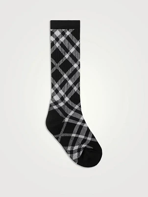 Check Cotton Blend Socks